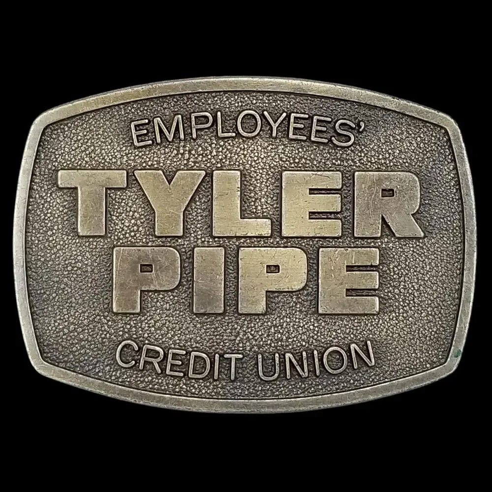 Vintage Belt Buckle‎ Brass Tyler Pipe Employees Credit Union Banking USA By PJ